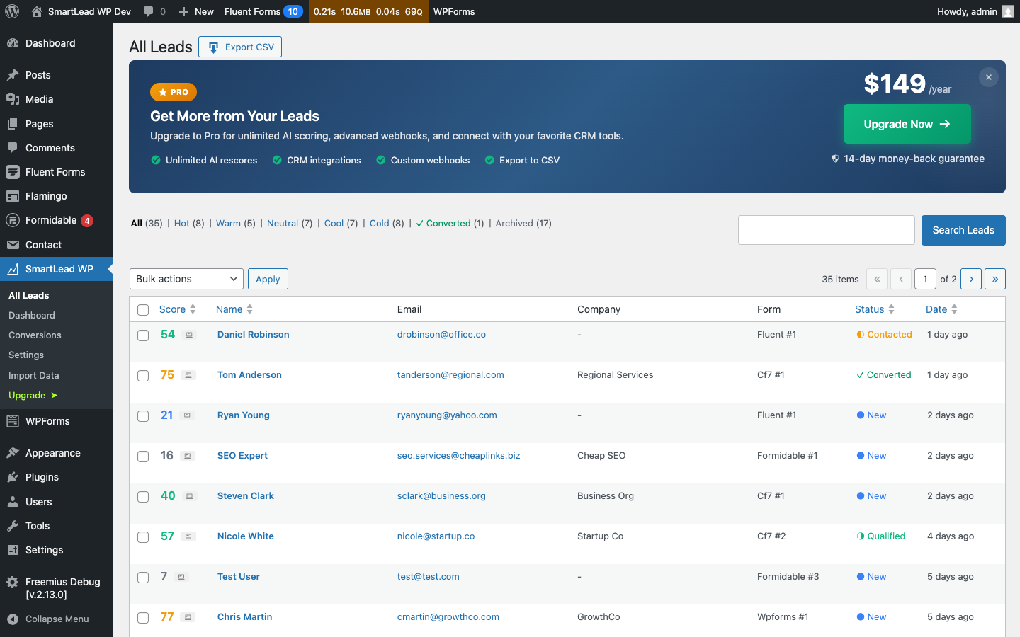 SmartLead WP — All Leads View